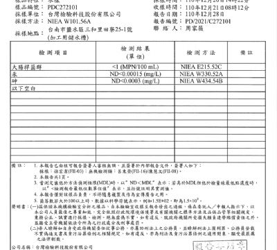 110年 SGS 水質檢驗