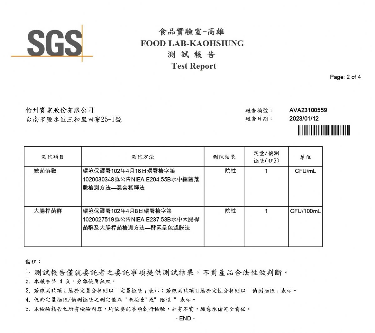 【檢驗】112年水質檢驗報告